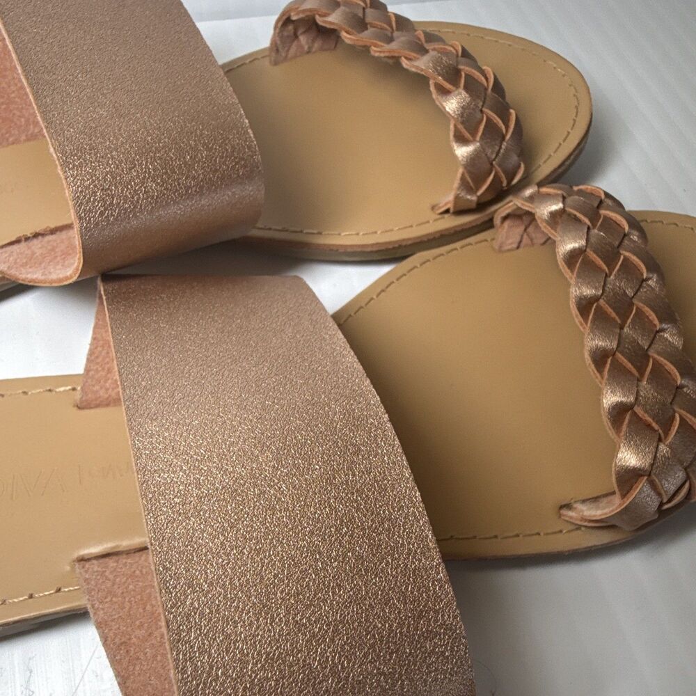 Wild Diva Lounge Braided Strap Slide Sandals Rose Gold Faux Leather Women’s 8 - Picture 5 of 8